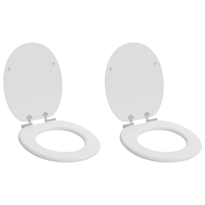 vidaXL Toilet Seat 2 pcs White 44 x 38 cm MDF board