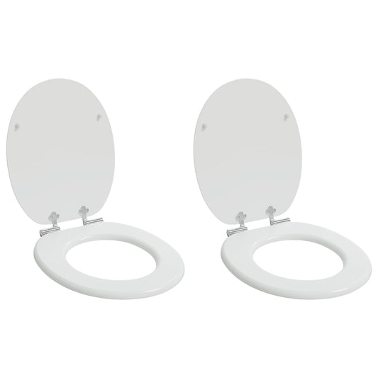 vidaXL Toilet Seat 2 pcs White 44 x 38 cm MDF board