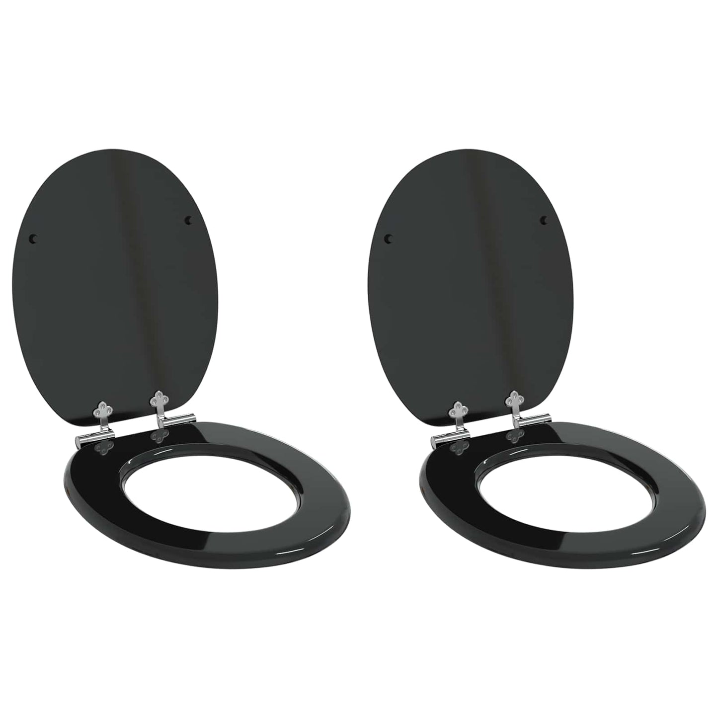 vidaXL Toilet Seat 2 pcs Black 44 x 38 cm MDF board