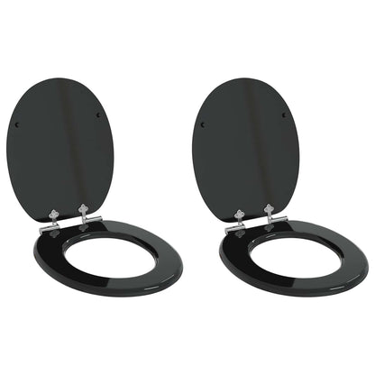 vidaXL Toilet Seat 2 pcs Black 44 x 38 cm MDF board