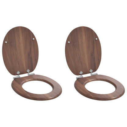 vidaXL Toilet Seat 2 pcs Brown 44 x 38 cm MDF board