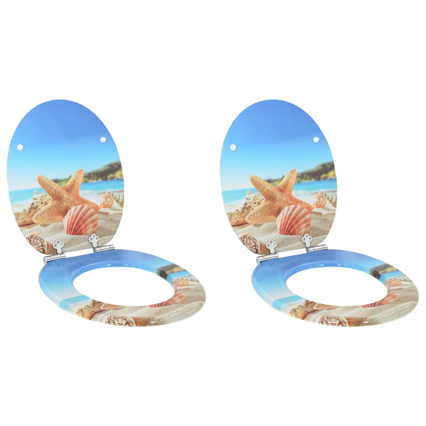 vidaXL Toilet Seat 2 pcs Sea Muschel 44 x 38 cm MDF board