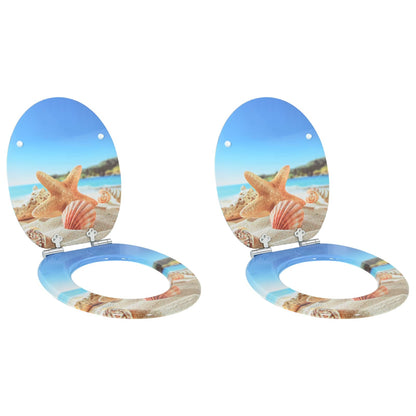 vidaXL Toilet Seat 2 pcs Sea Muschel 44 x 38 cm MDF board