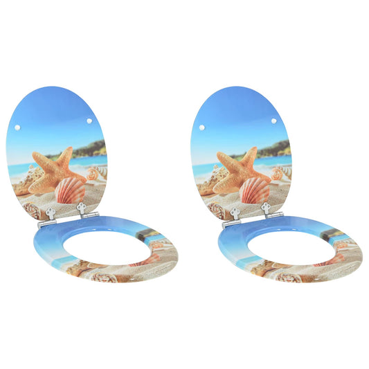 vidaXL Toilet Seat 2 pcs Sea Muschel 44 x 38 cm MDF board
