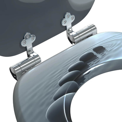 vidaXL Toilet Seat 2 pcs Grey 44 x 38 cm MDF board