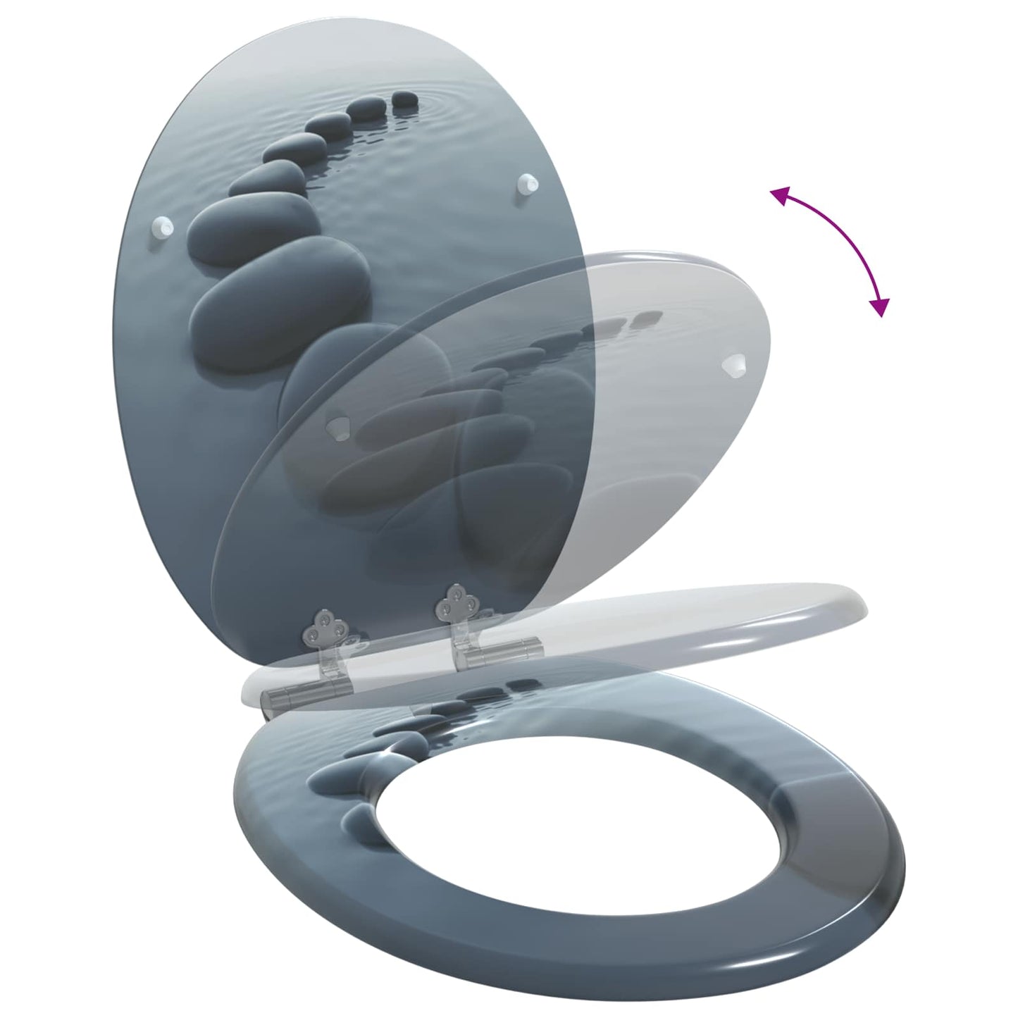 vidaXL Toilet Seat 2 pcs Grey 44 x 38 cm MDF board