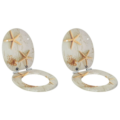 vidaXL Toilet Seat 2 pcs Yellow and White 44 x 38 cm MDF board