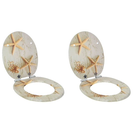 vidaXL Toilet Seat 2 pcs Yellow and White 44 x 38 cm MDF board