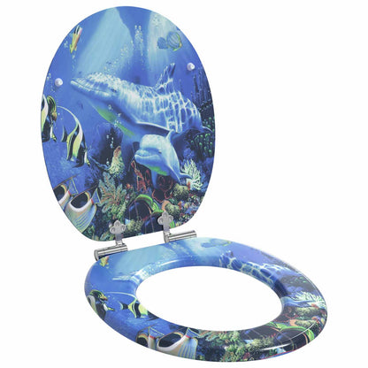 vidaXL Toilet Seat 2 pcs Blue 44 x 38 cm MDF board