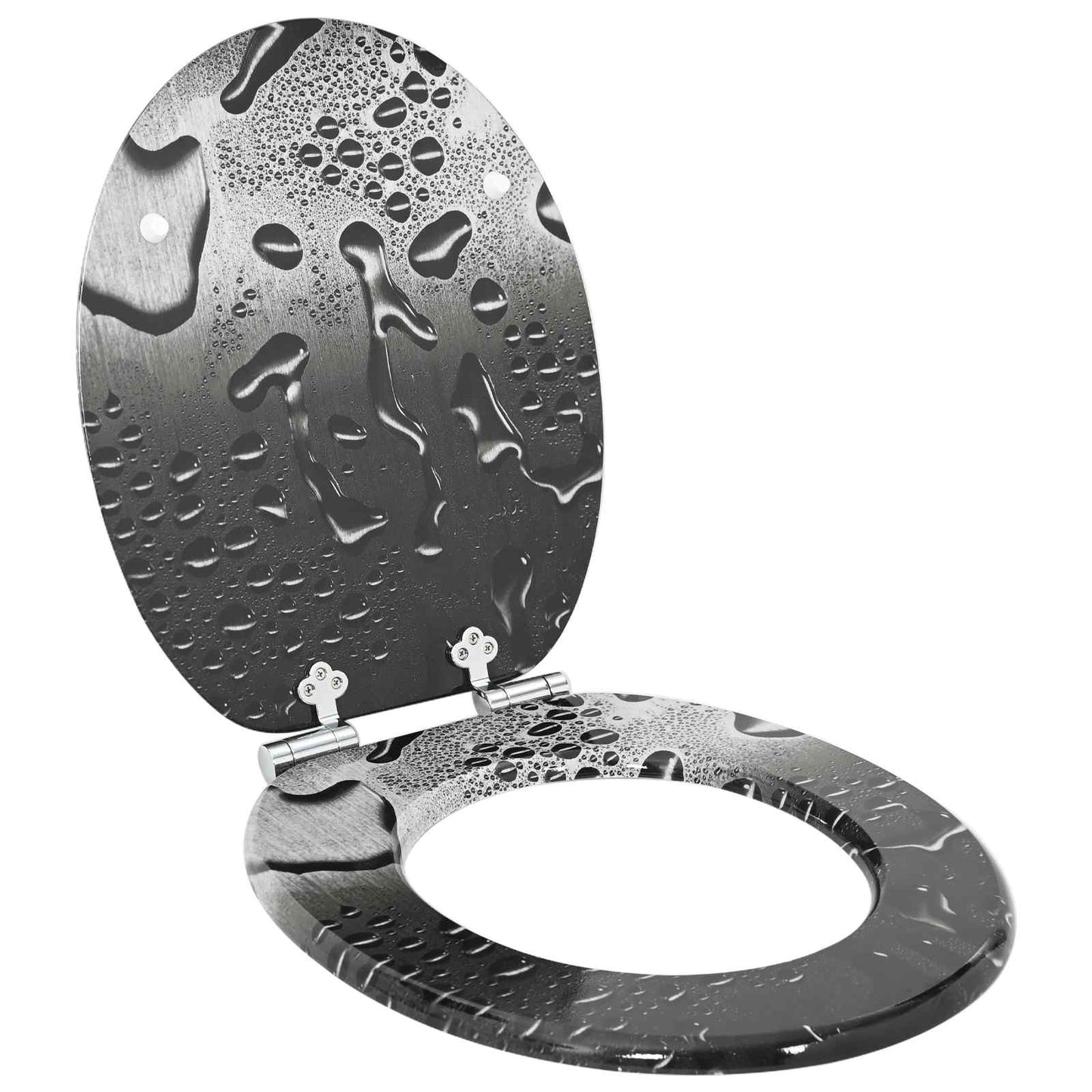 vidaXL Toilet Seat 2 pcs Grey 44 x 38 cm MDF board