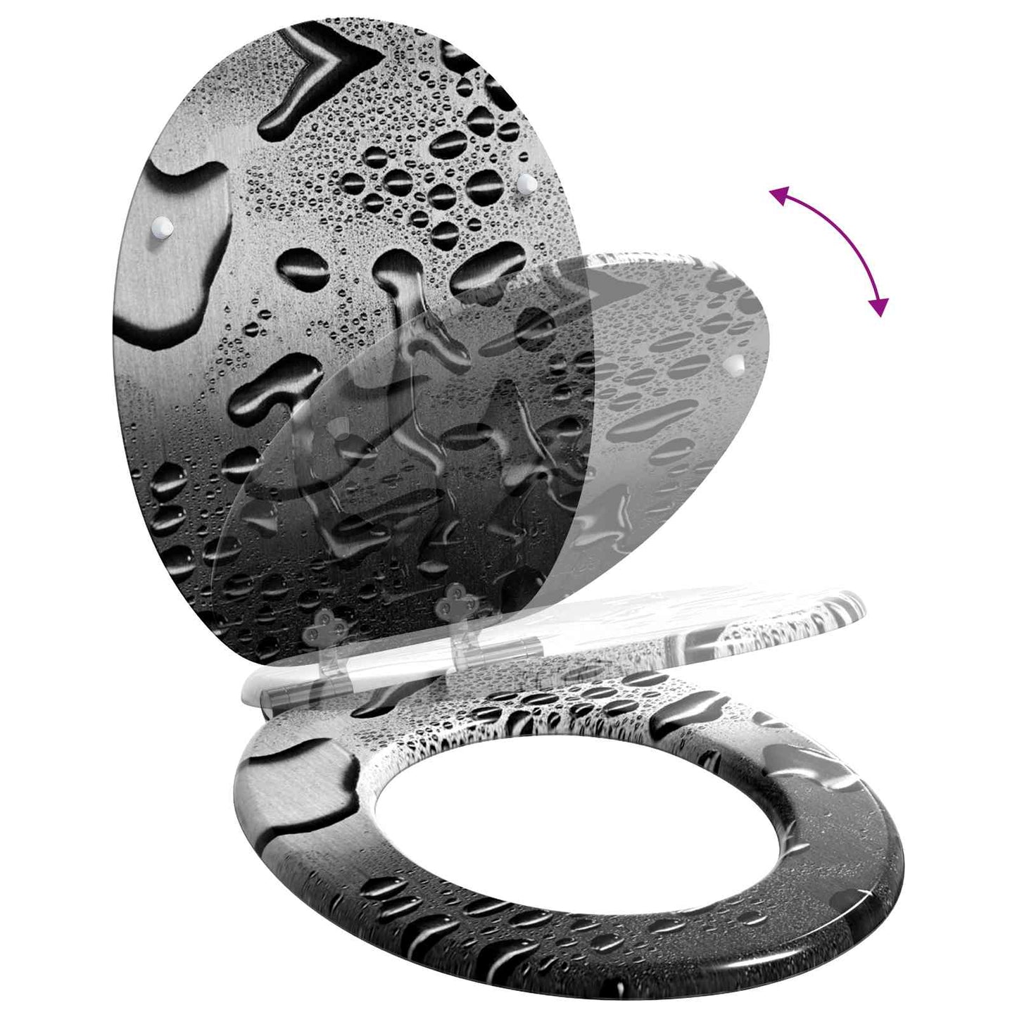 vidaXL Toilet Seat 2 pcs Grey 44 x 38 cm MDF board