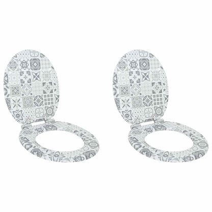 vidaXL Toilet Seat 2 pcs Blue and White Porcelain 44 x 38 cm MDF board