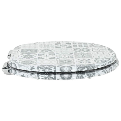 vidaXL Toilet Seat 2 pcs Blue and White Porcelain 44 x 38 cm MDF board