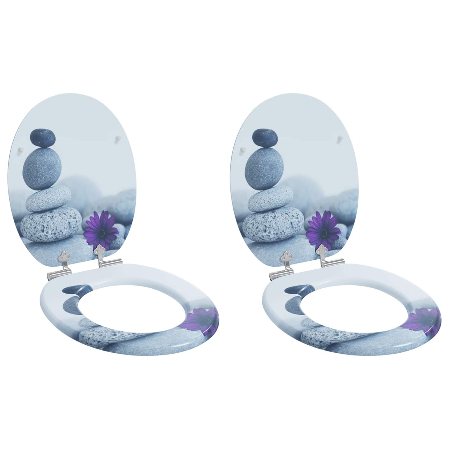 vidaXL Toilet Seat 2 pcs Grey 44 x 38 cm MDF board