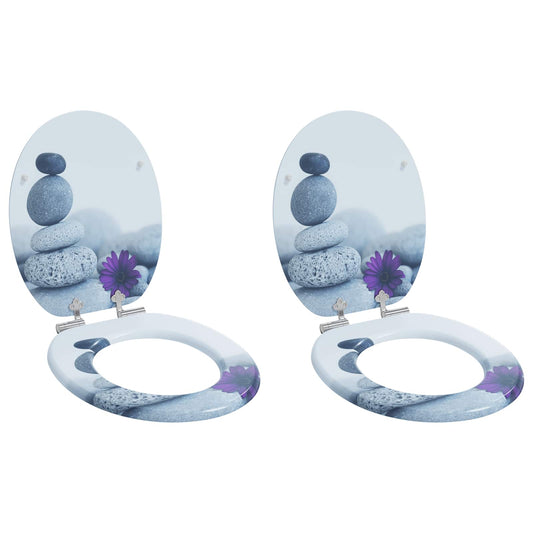 vidaXL Toilet Seat 2 pcs Grey 44 x 38 cm MDF board