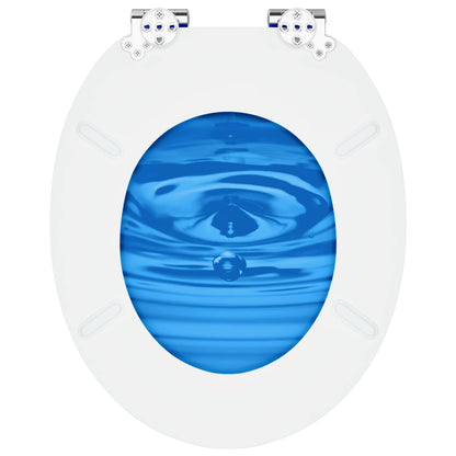 vidaXL Toilet Seat 2 pcs Blue Drop 44 x 38 cm MDF board