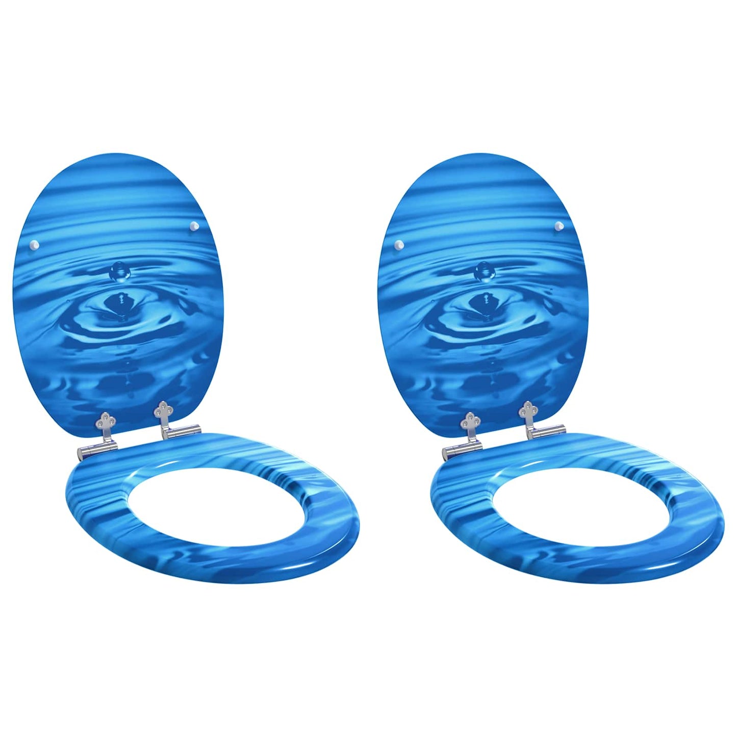 vidaXL Toilet Seat 2 pcs Blue Drop 44 x 38 cm MDF board