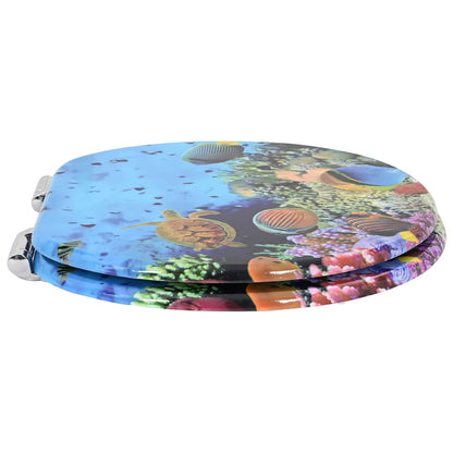 vidaXL Toilet Seat 2 pcs Deep Sea Blue 44 x 38 cm MDF board