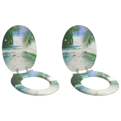 vidaXL Toilet Seat 2 pcs Green 43.8 x 37.8 cm MDF board