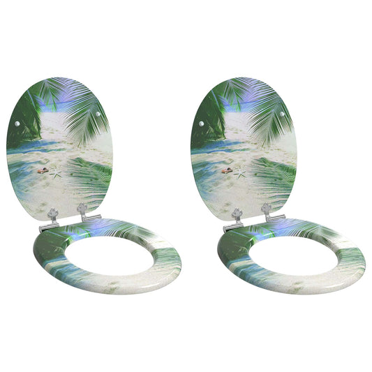 vidaXL Toilet Seat 2 pcs Green 43.8 x 37.8 cm MDF board