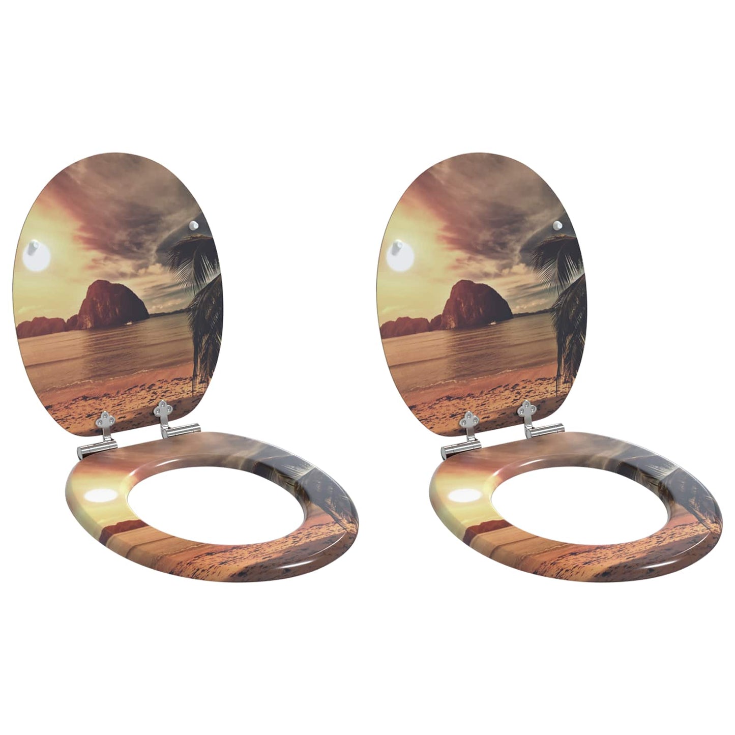 vidaXL Toilet Seat 2 pcs Orange 44 x 38 cm MDF board