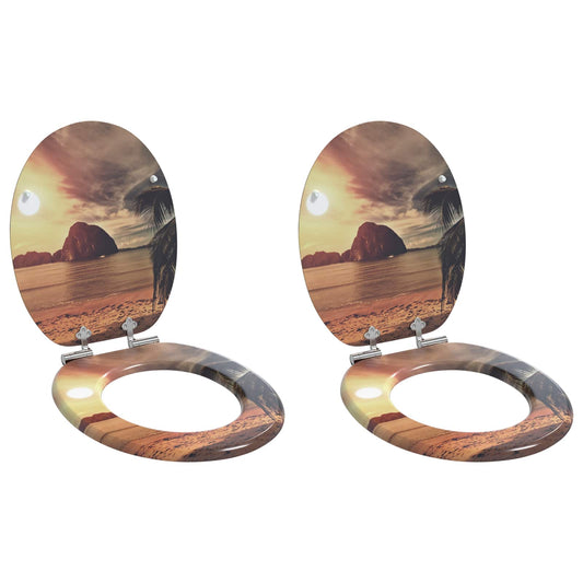 vidaXL Toilet Seat 2 pcs Orange 44 x 38 cm MDF board