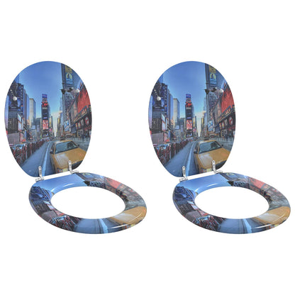 vidaXL Toilet Seat 2 pcs Grey 44 x 38 cm MDF board