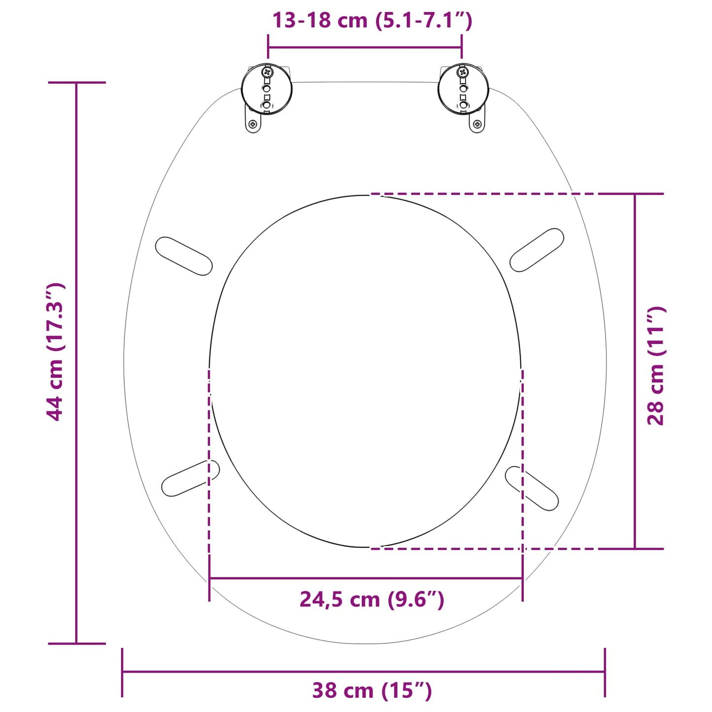 vidaXL Toilet Seat 2 pcs Grey 44 x 38 cm MDF board