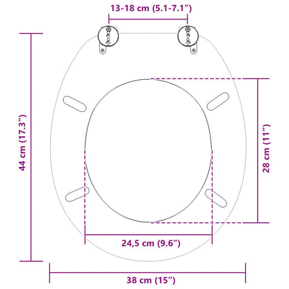 vidaXL Toilet Seat 2 pcs Grey 44 x 38 cm MDF board