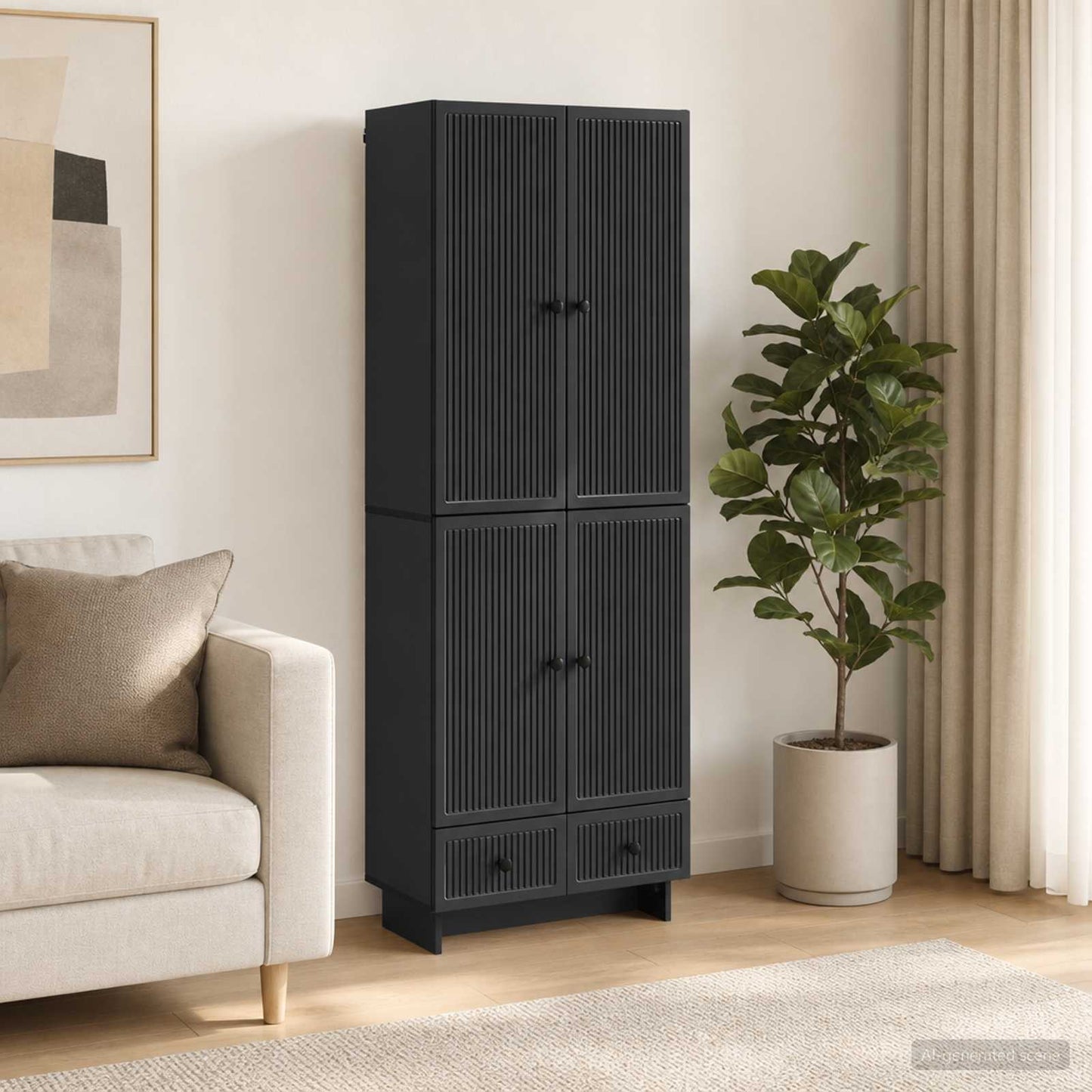 vidaXL Cabinet Set 2 pcs Black 66 x 34.5 x 95 cm Engineered Wood