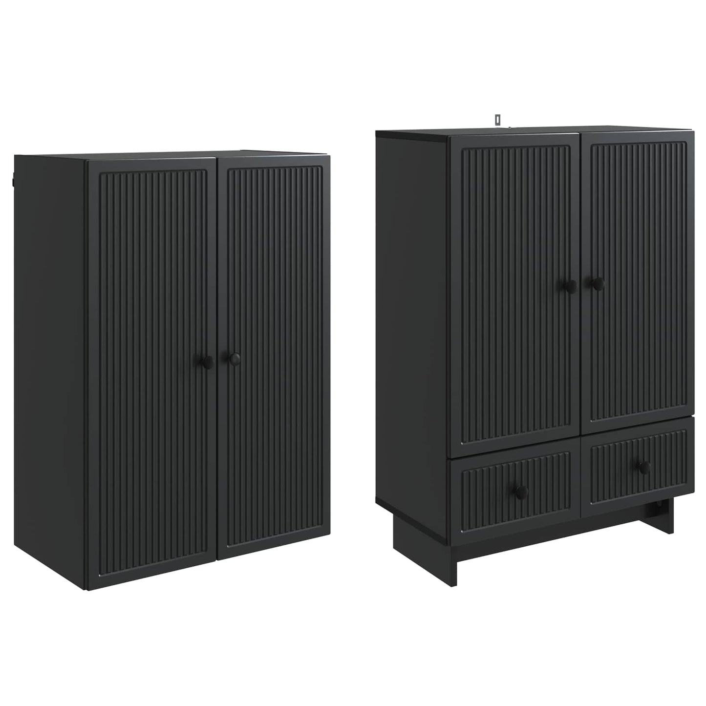 vidaXL Cabinet Set 2 pcs Black 66 x 34.5 x 95 cm Engineered Wood