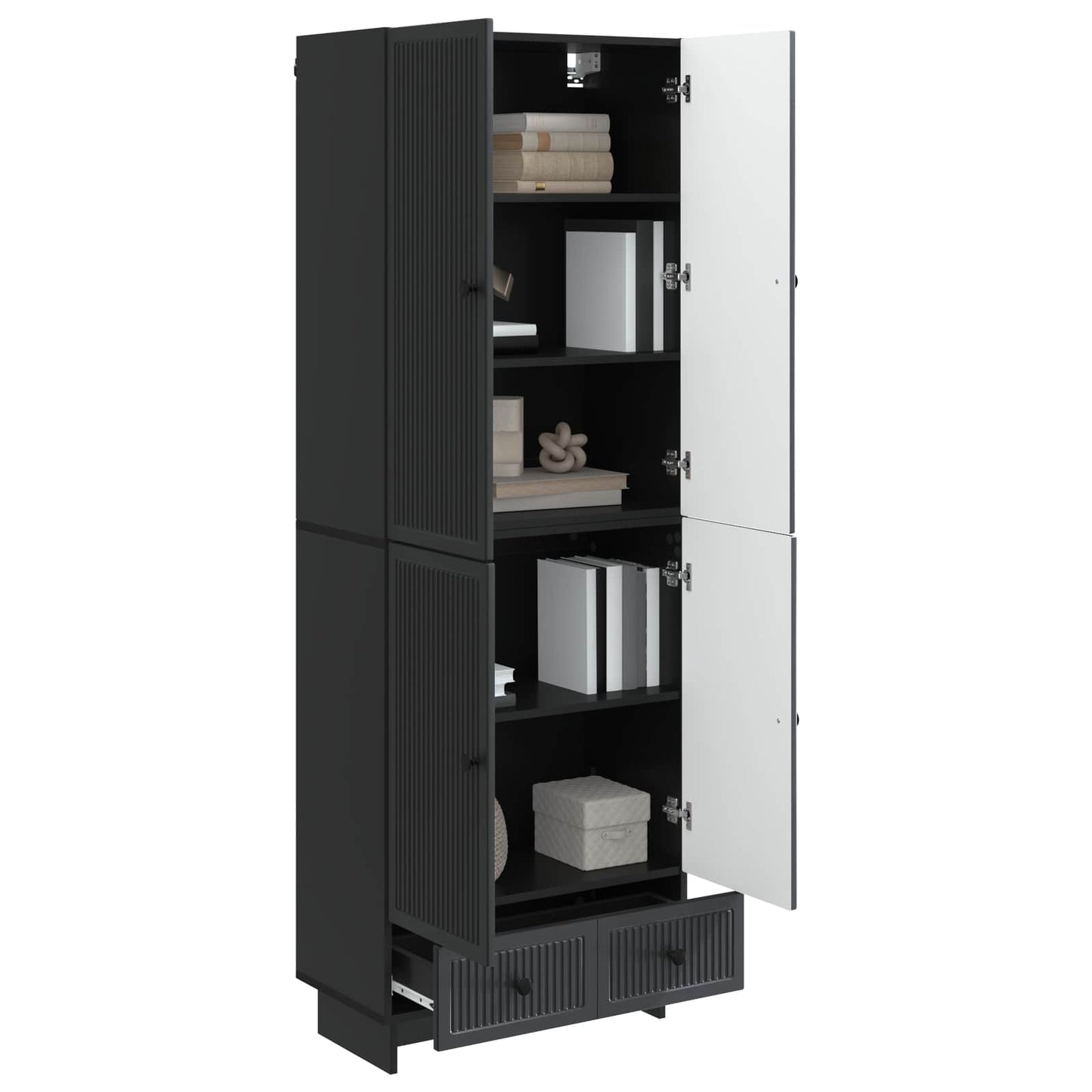 vidaXL Cabinet Set 2 pcs Black 66 x 34.5 x 95 cm Engineered Wood
