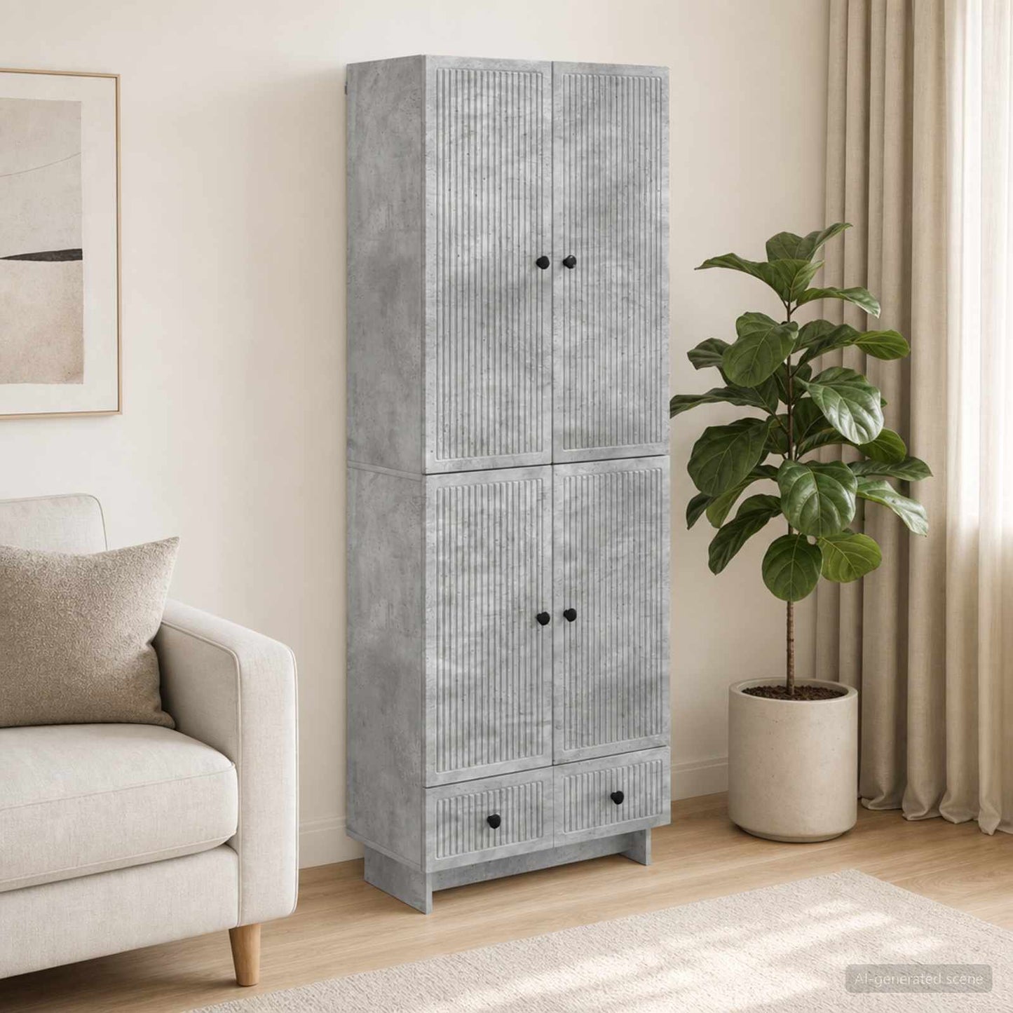 vidaXL Cabinet Set 2 pcs Concrete Grey 66 x 34.5 x 95 cm