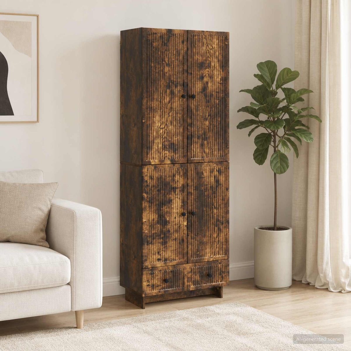 vidaXL Cabinet Set 2 pcs Smoked Oak Engineered Wood