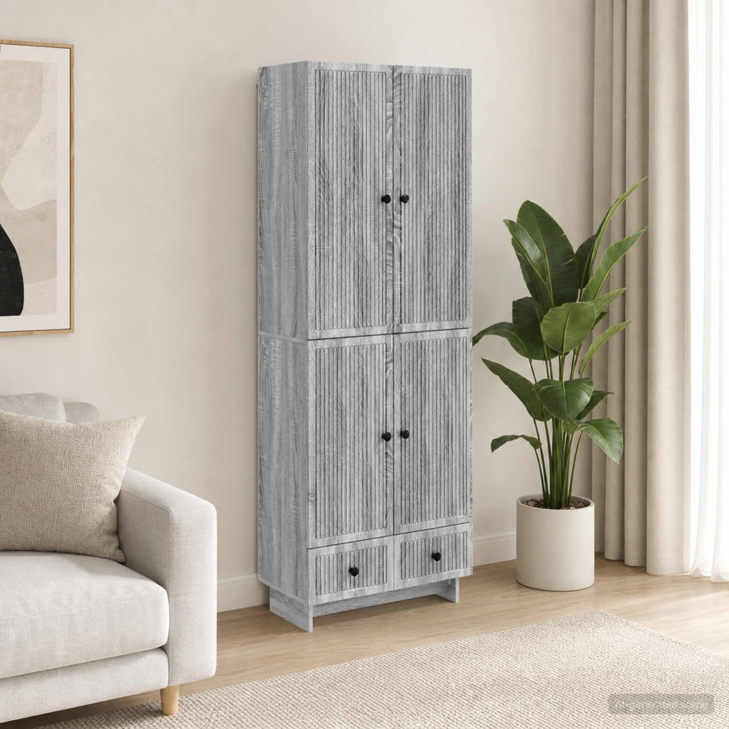 vidaXL Cabinet Set 2 pcs Grey Sonoma 66 x 34.5 x 95 cm Engineered Wood