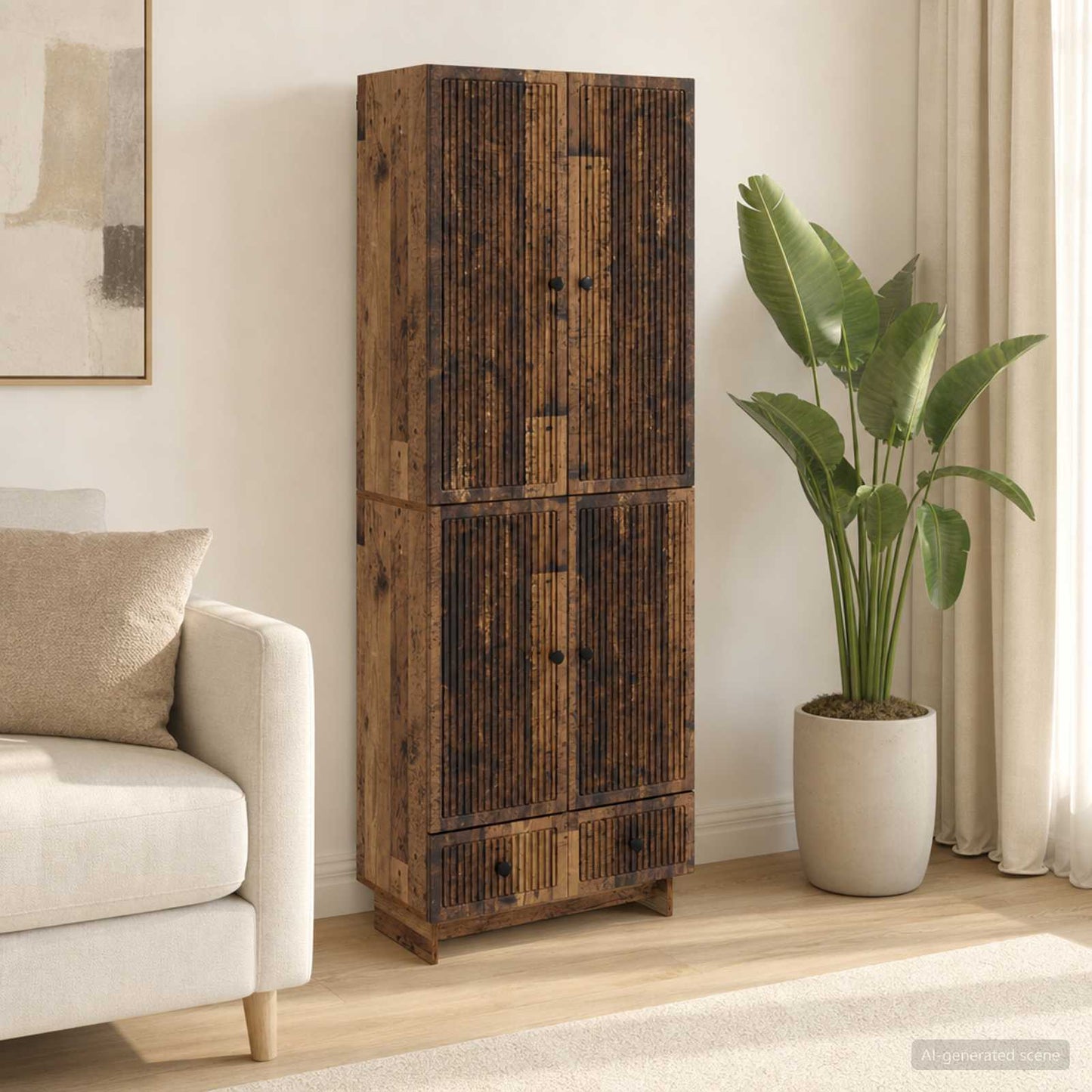 vidaXL Cabinet Set 2 pcs Old Wood 66 x 34.5 x 95 cm Engineered Wood