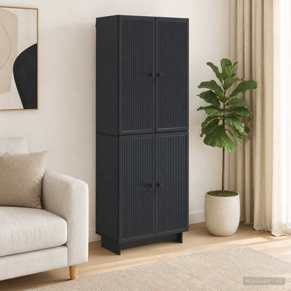 vidaXL Cabinet Set 2 pcs Black 66 x 34.5 x 90 cm Engineered Wood