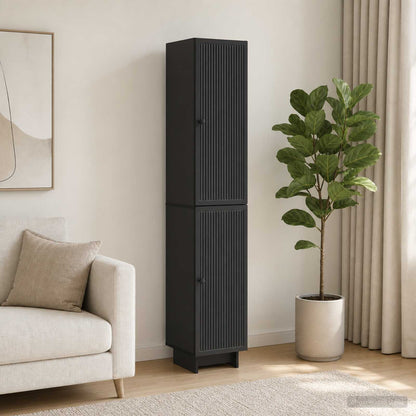 vidaXL Cabinet Set 2 pcs Black Engineered Wood