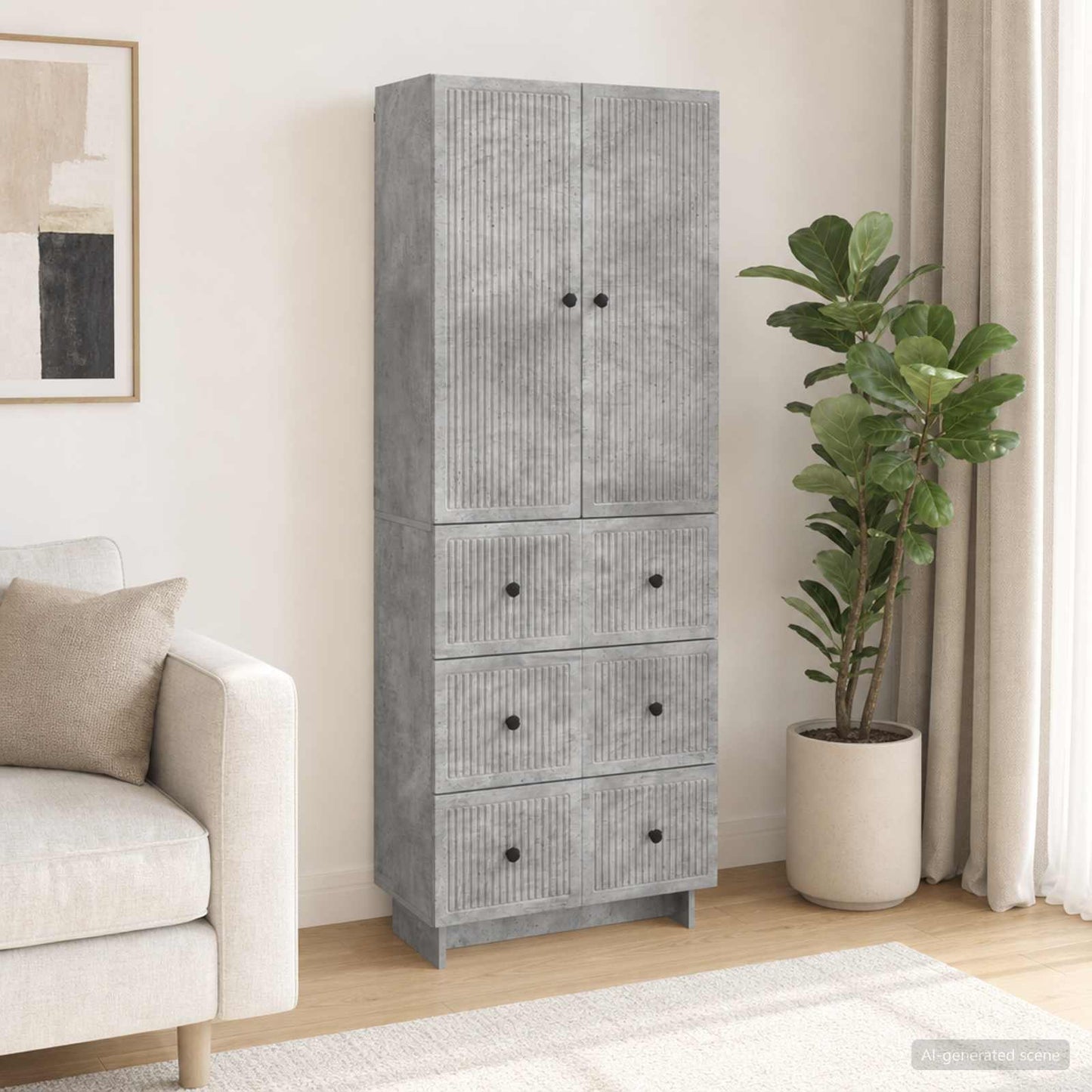 vidaXL Cabinet Set 2 pcs Concrete Grey Engineered Wood