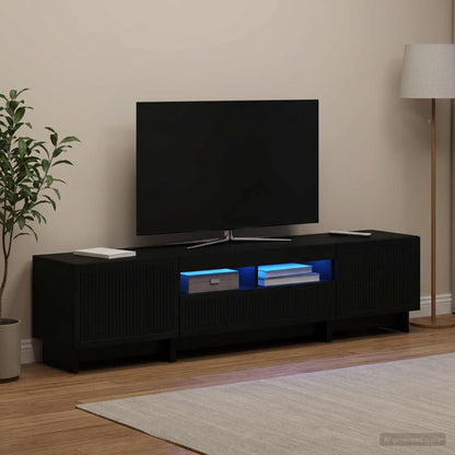 vidaXL 5 Piece LED TV Cabinet Black Engineered Wood