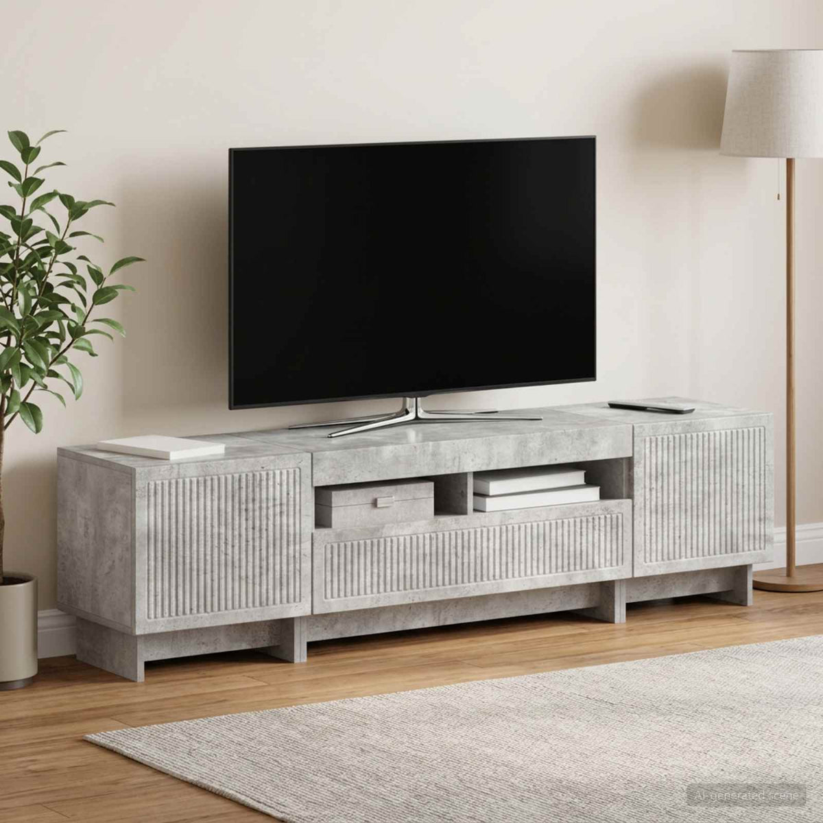 vidaXL 5 Piece LED TV Cabinet Concrete Grey Engineered Wood