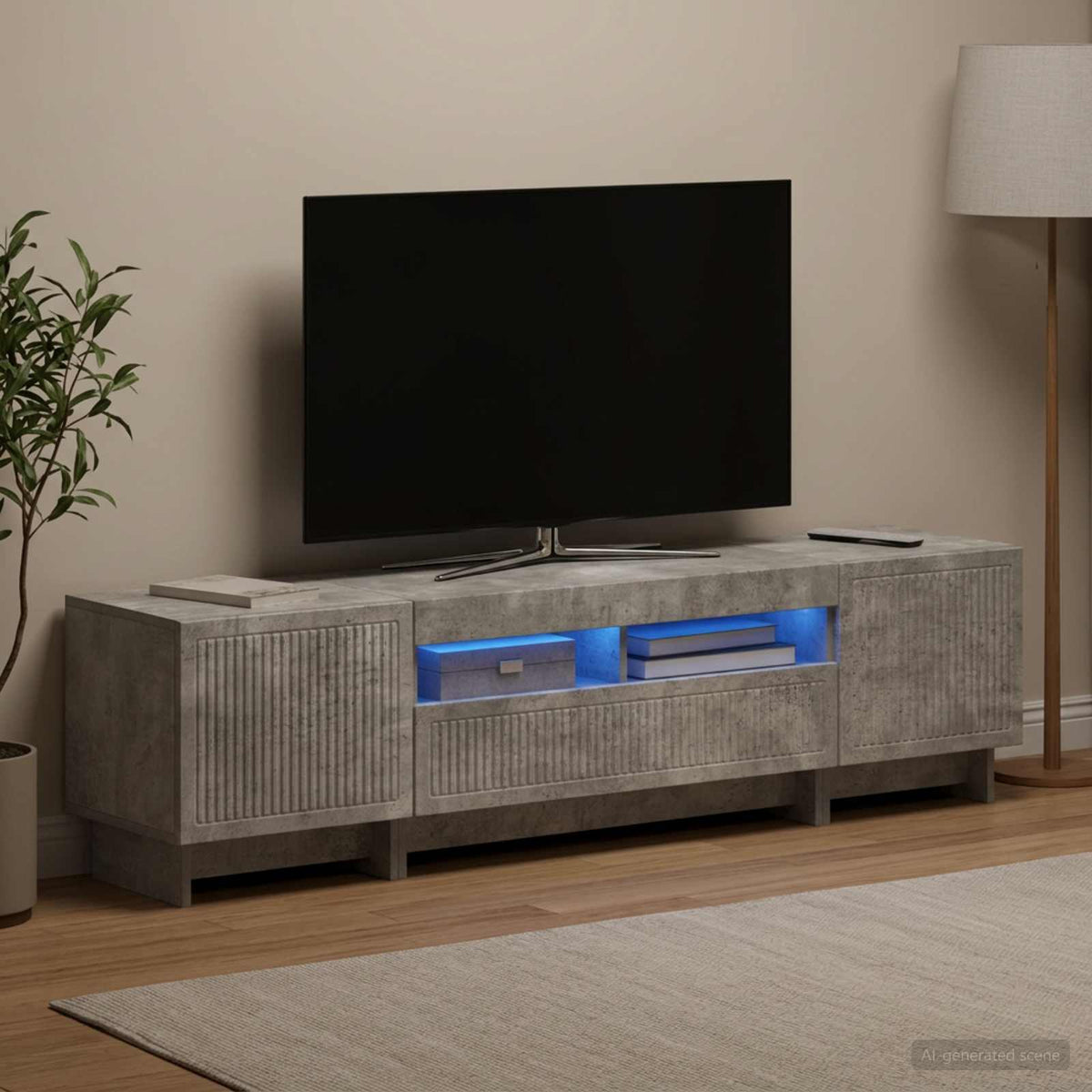 vidaXL 5 Piece LED TV Cabinet Concrete Grey Engineered Wood