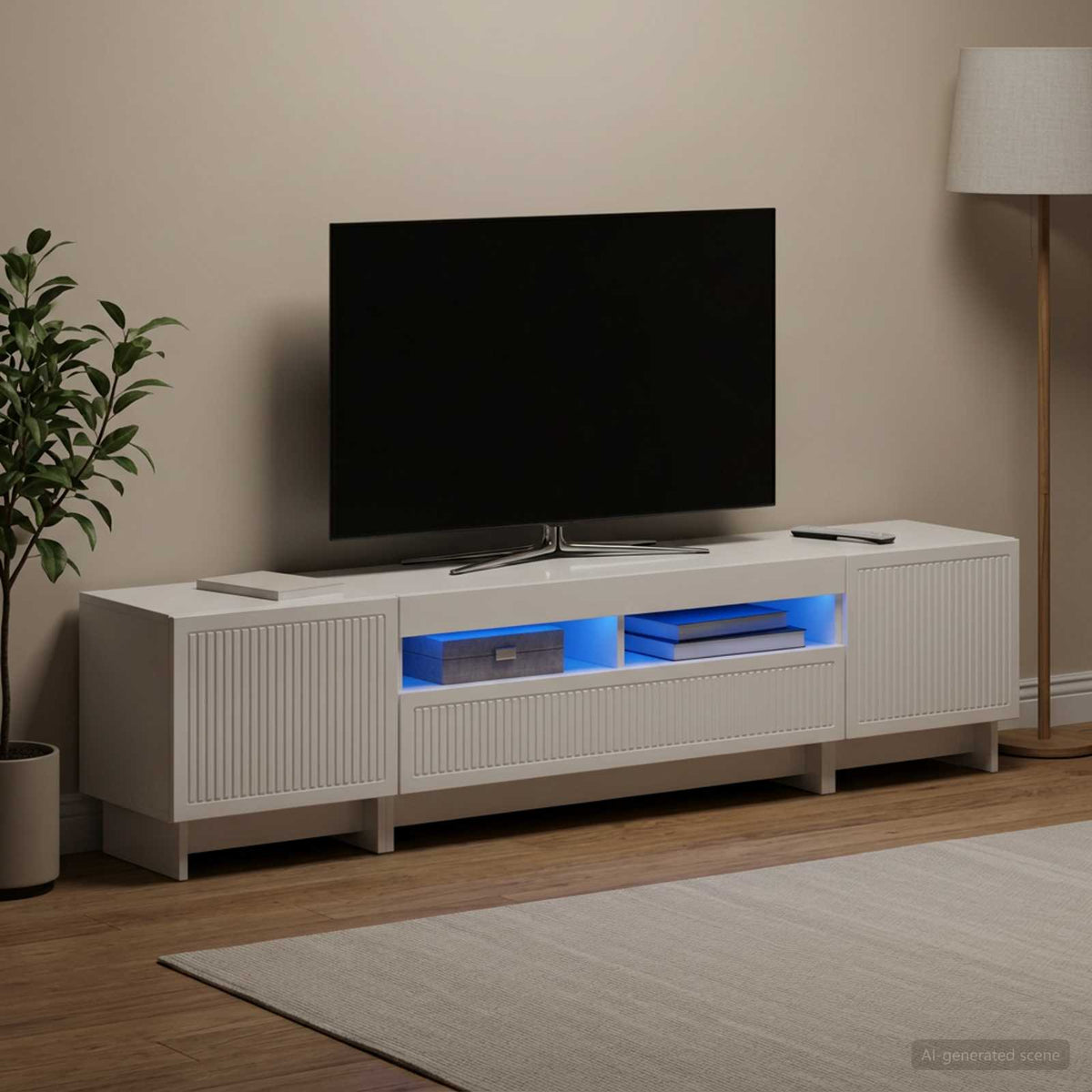 vidaXL 5 Piece LED TV Cabinet High Gloss White Engineered Wood