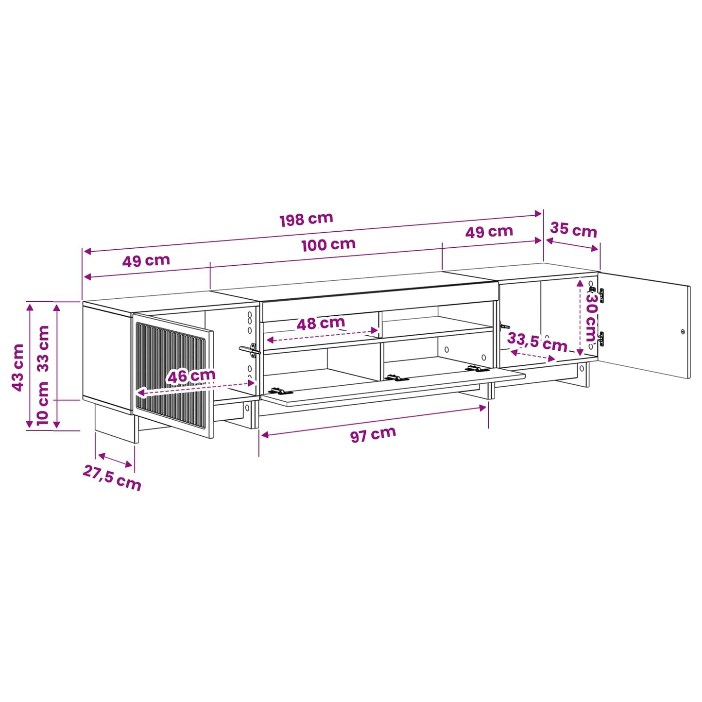vidaXL 5 Piece LED TV Cabinet High Gloss White Engineered Wood
