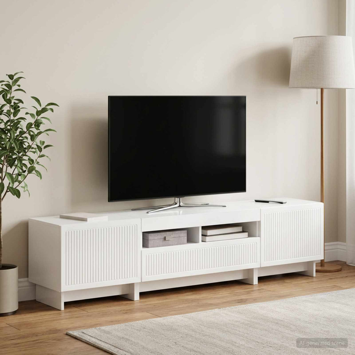 vidaXL 5 Piece LED TV Cabinet High Gloss White Engineered Wood
