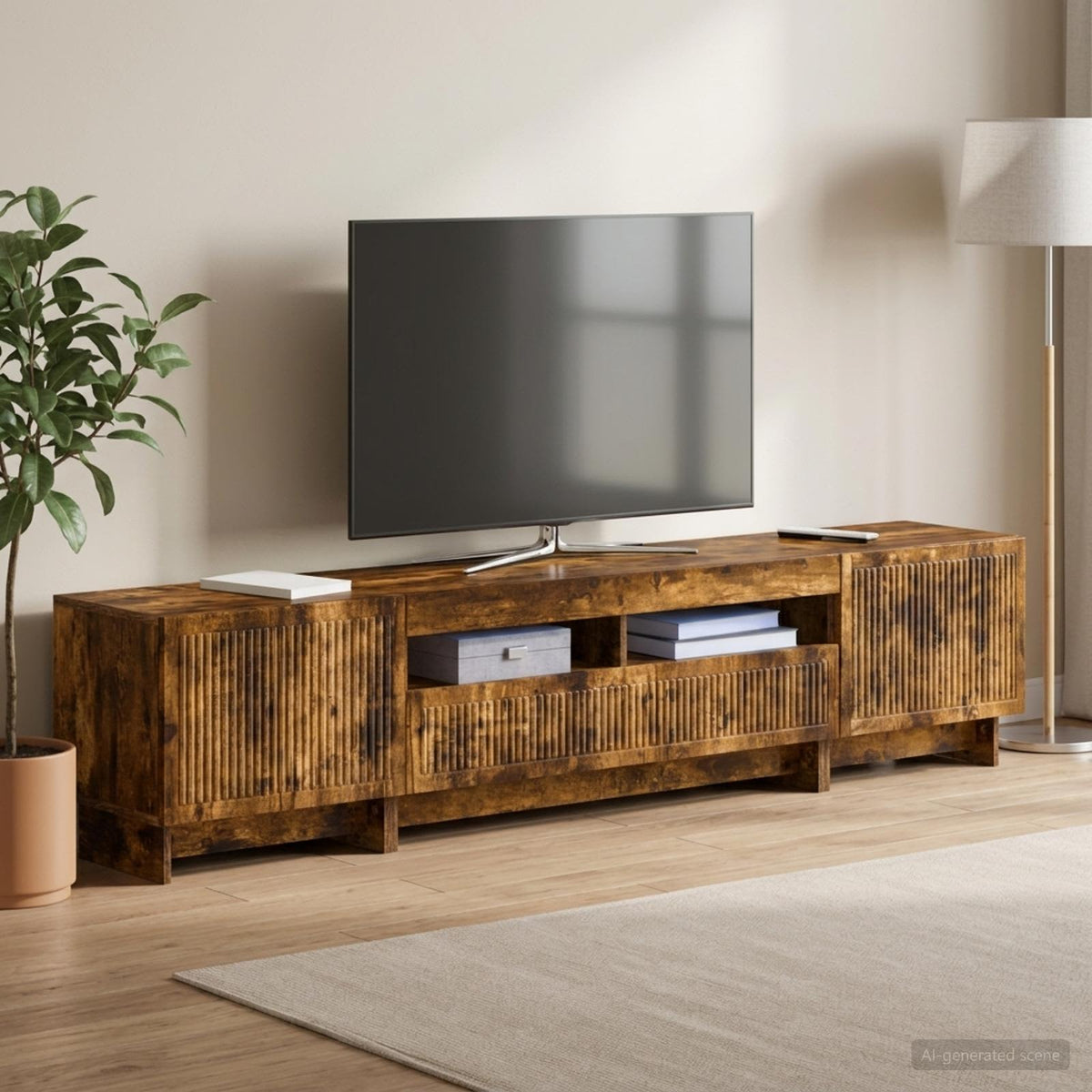 vidaXL 5 Piece LED TV Cabinet Smoked Oak Engineered Wood