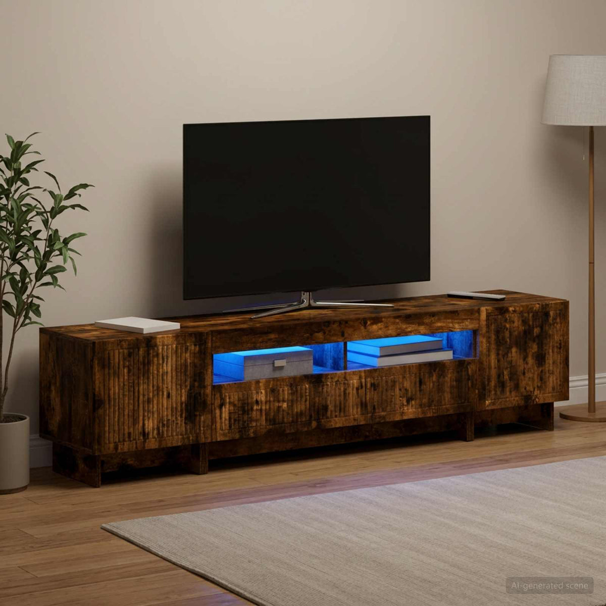 vidaXL 5 Piece LED TV Cabinet Smoked Oak Engineered Wood