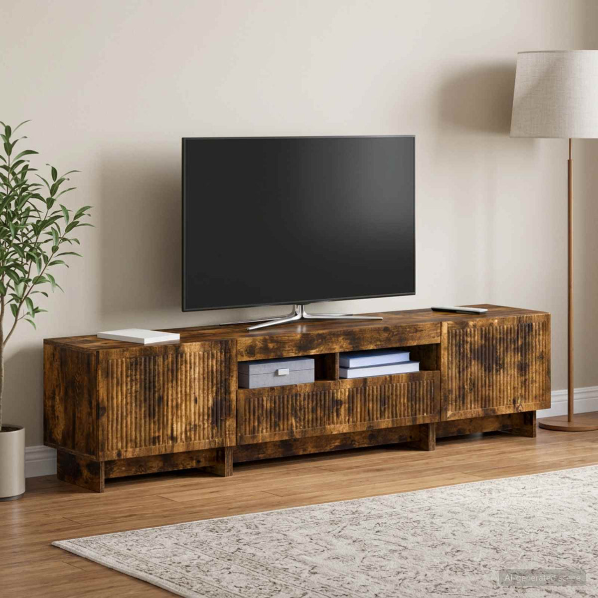 vidaXL 5 Piece LED TV Cabinet Smoked Oak Engineered Wood