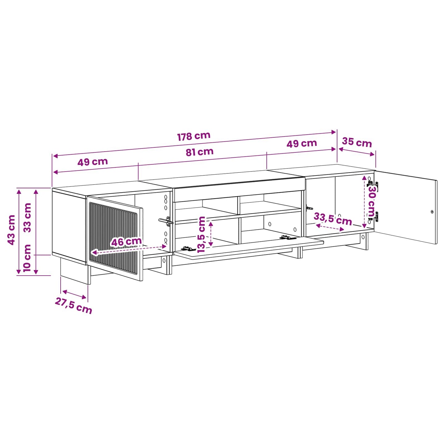 vidaXL 5 Piece LED TV Cabinet Smoked Oak Engineered Wood