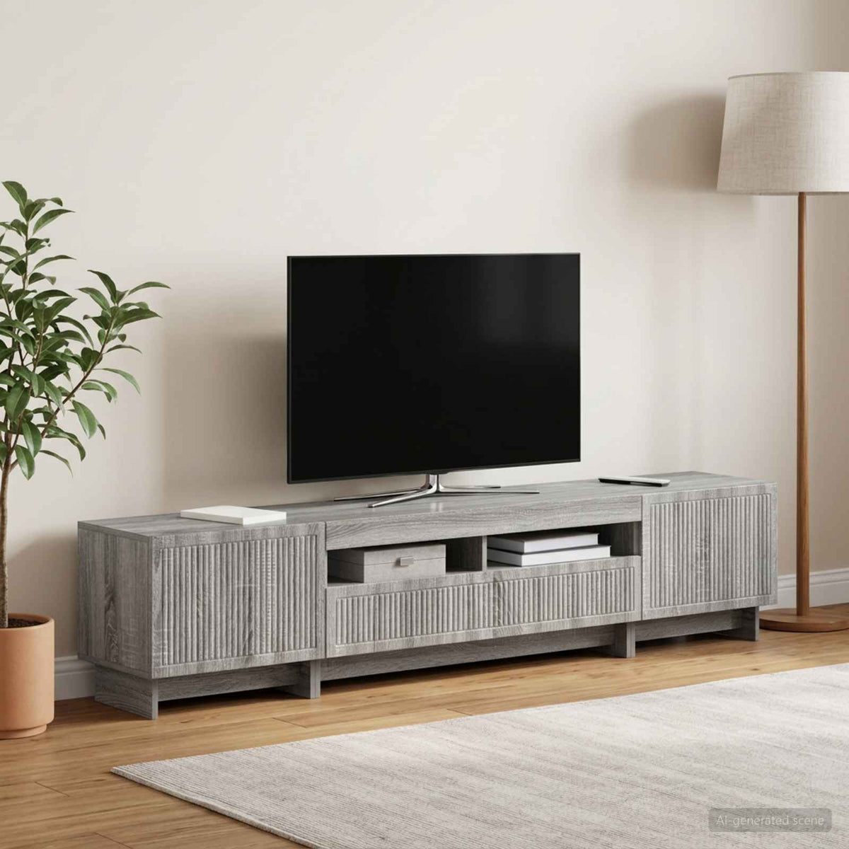 vidaXL 5 Piece LED TV Cabinet Grey Sonoma Engineered Wood